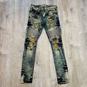 Preme Distressed mens moto blue Jeans denim grunge y2k biker streetwear 28x31